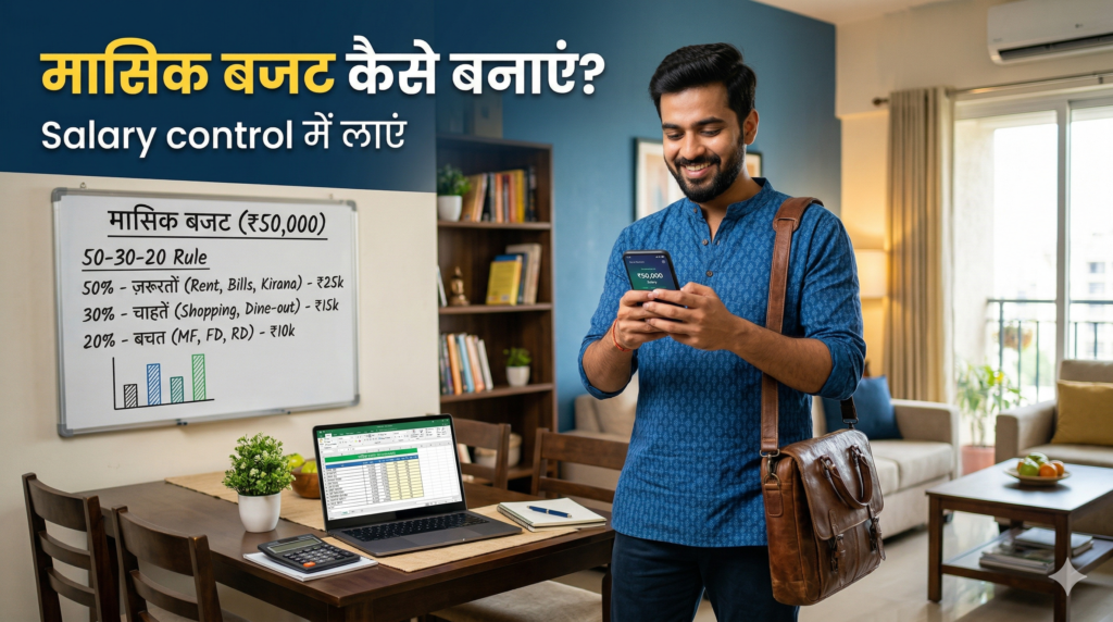 "₹50,000 salary monthly budget planning 50-30-20 rule India"