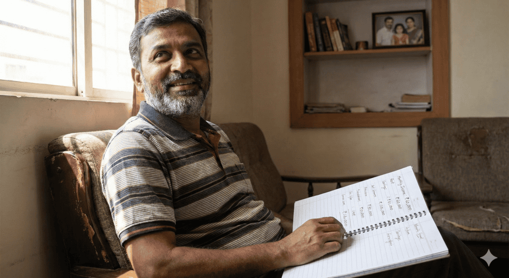 ₹50,000 salary ke sath budget planning karta hua Indian salaried person