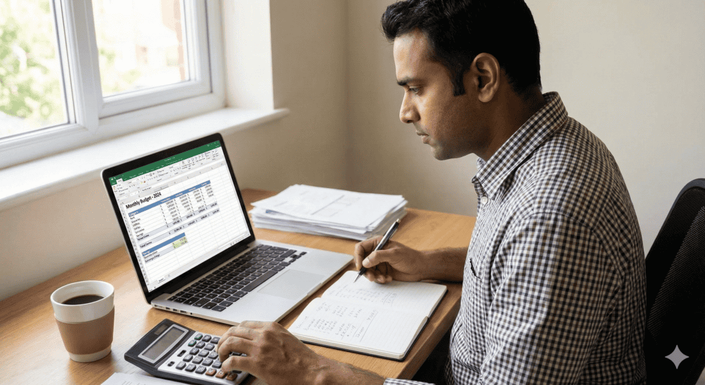 Step by step zero based budgeting process using notebook and Excel

