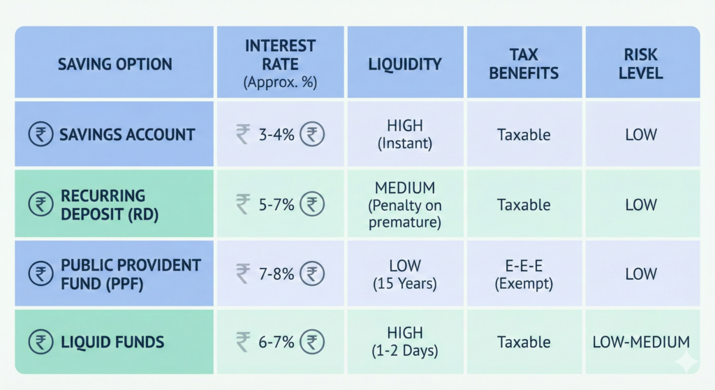 best saving options India comparison infographic small saving schemes