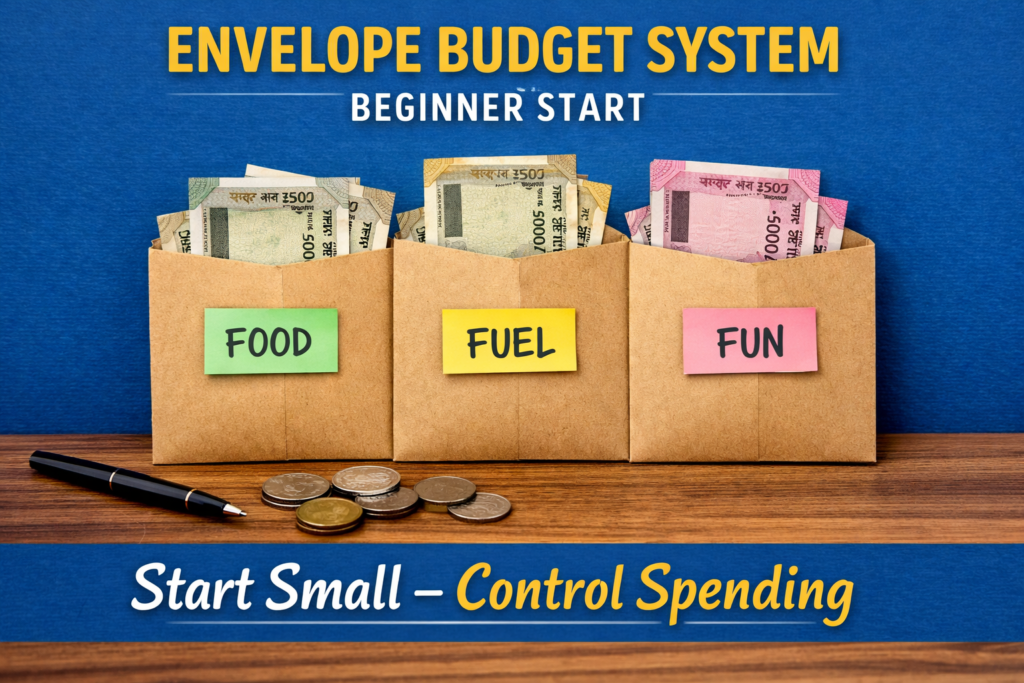 Envelope Budget System beginner setup with cash envelopes for spending control in India