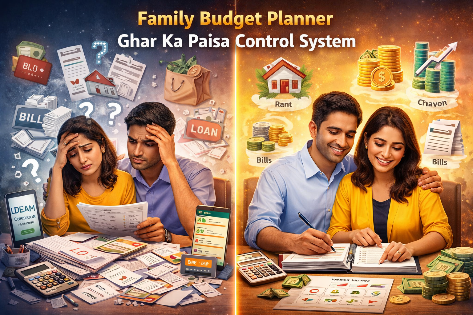 family budget planner india ghar ka paisa kaise manage kare couple planning expenses control system