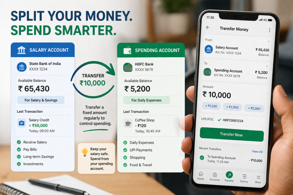 Separate salary account and spending account for controlling UPI expenses