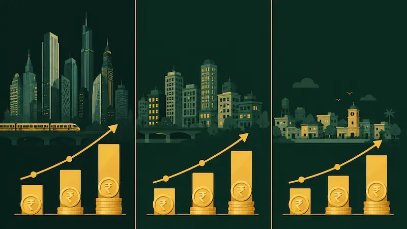 1 lakh salary investment capacity metro tier1 tier2 city india comparison