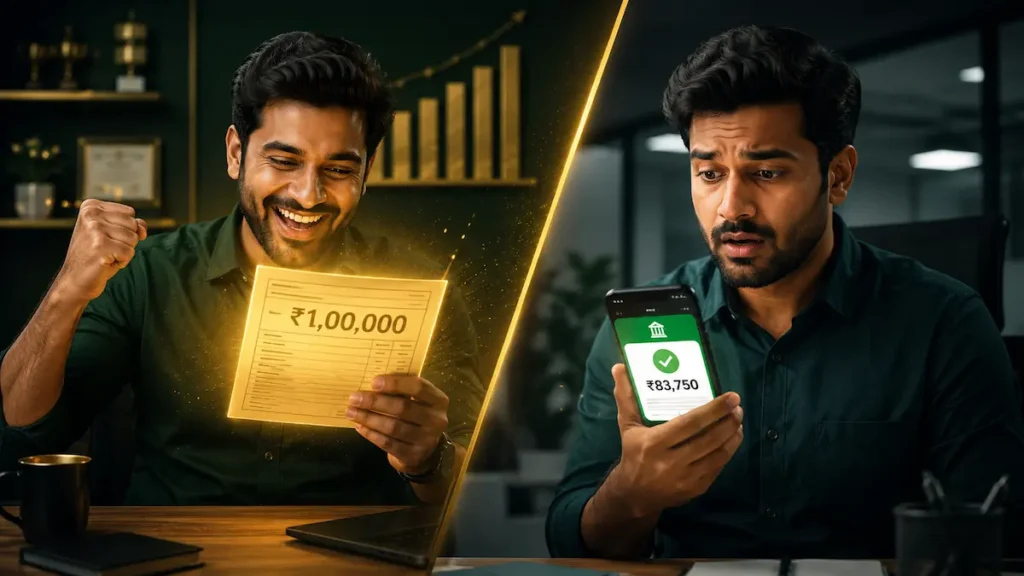 1 lakh salary budget plan india in hand salary tax pf deduction reality