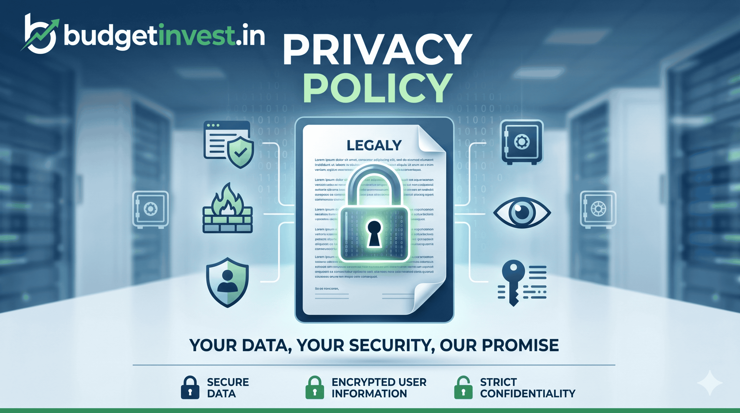 BudgetInvest.in Privacy Policy Page Featured Image showing Data Security