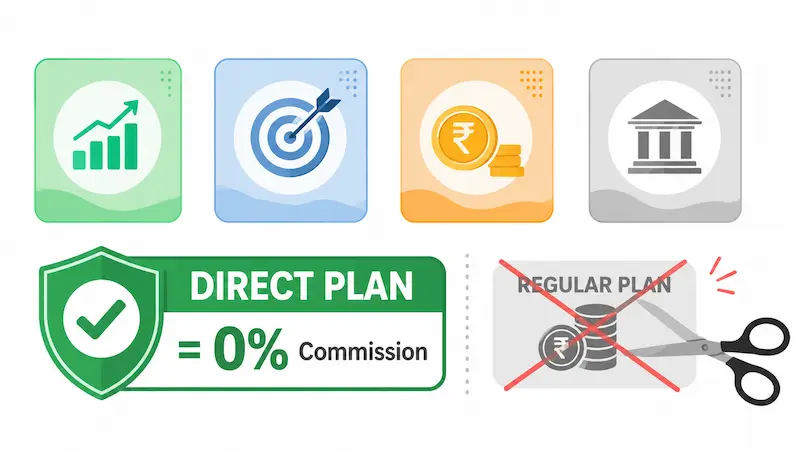 direct plan vs regular plan mutual fund commission difference india 9 lakh 20 years