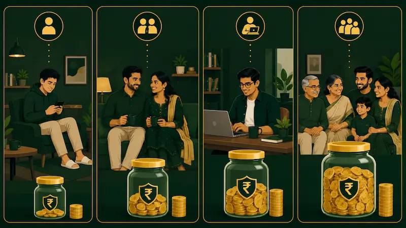 emergency fund kitna hona chahiye - different situations India