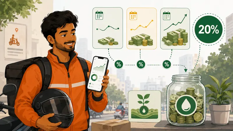 gig worker India investment — irregular income में 20% rule से कैसे invest करें