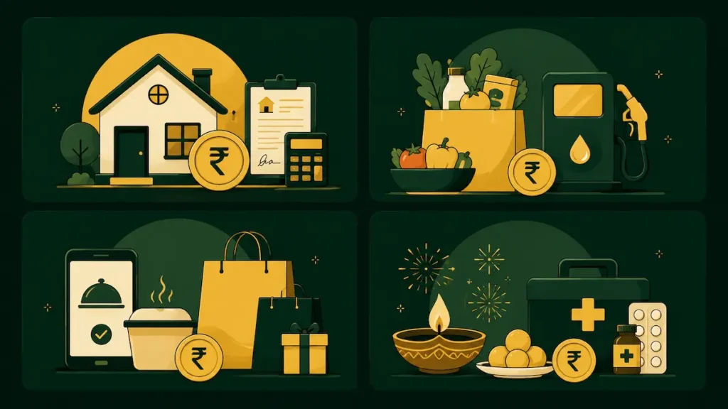 indian monthly expense categories fixed variable lifestyle seasonal tracker