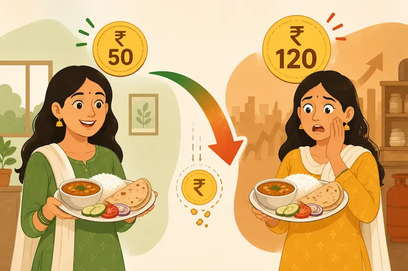 inflation ka asar savings par thali price example india hindi