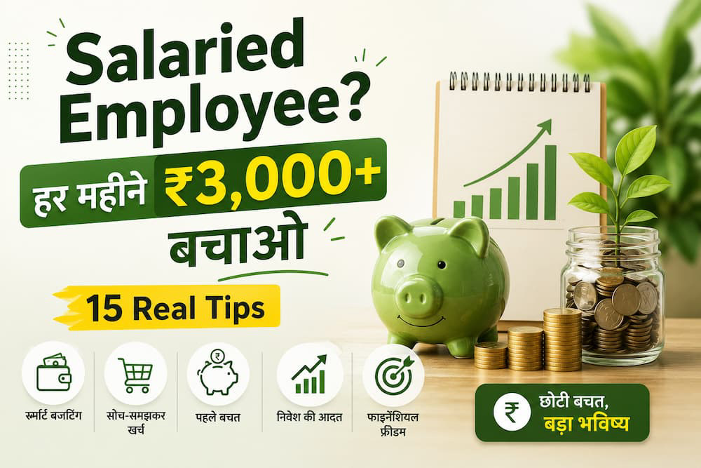 हर महीने ₹3,000+ बचाने के tips दिखाता salaried employee savings illustration