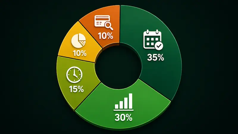 credit score kaise banta hai - 5 factors weightage payment history utilization