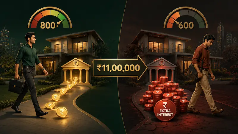 credit score ka real rupee impact - home loan interest difference hindi