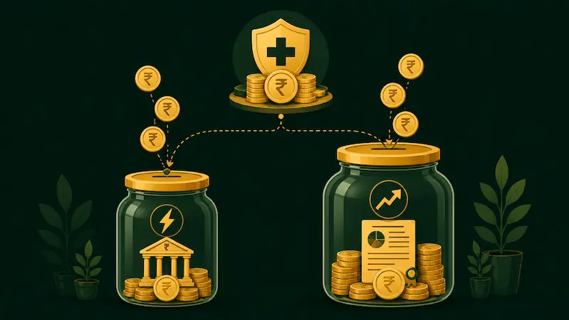 emergency fund liquid fund setup India - tier 1 IDFC savings tier 2 Parag Parikh liquid