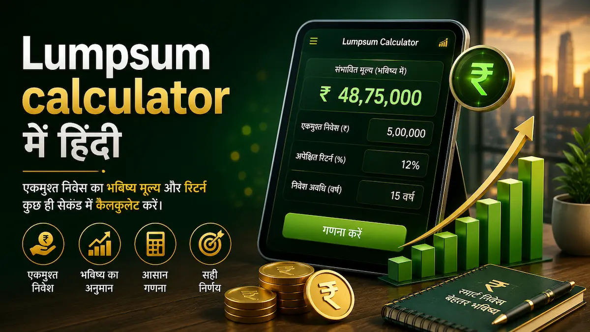 Lumpsum Calculator in Hindi – एकमुश्त निवेश की भविष्य की वैल्यू और रिटर्न कैलकुलेट करने वाला ऑनलाइन कैलकुलेटर