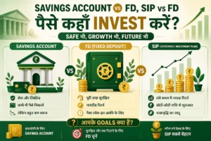 savings account vs FD, SIP vs FD in Hindi, पैसे कहाँ invest करें