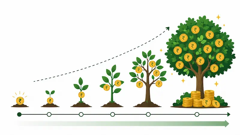 SIP 500 rupees per month compounding power 20 years India