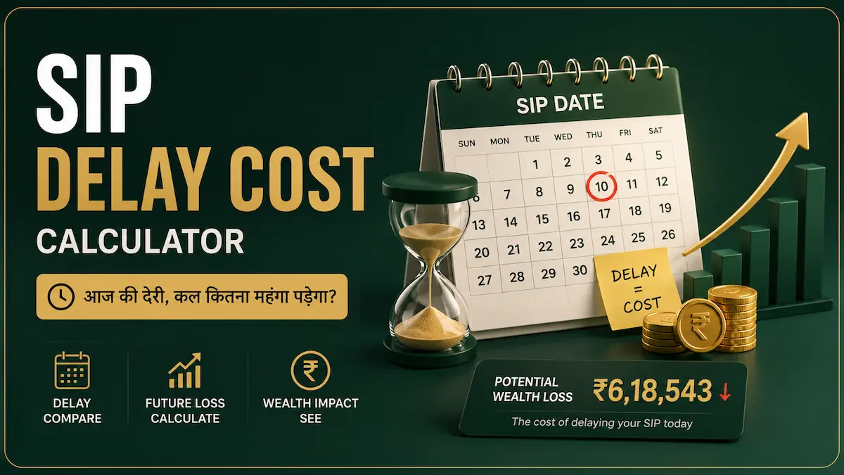 SIP Delay Cost Calculator की मदद से जानें कि SIP शुरू करने में देरी करने पर भविष्य में कितना Wealth Loss हो सकता है।
