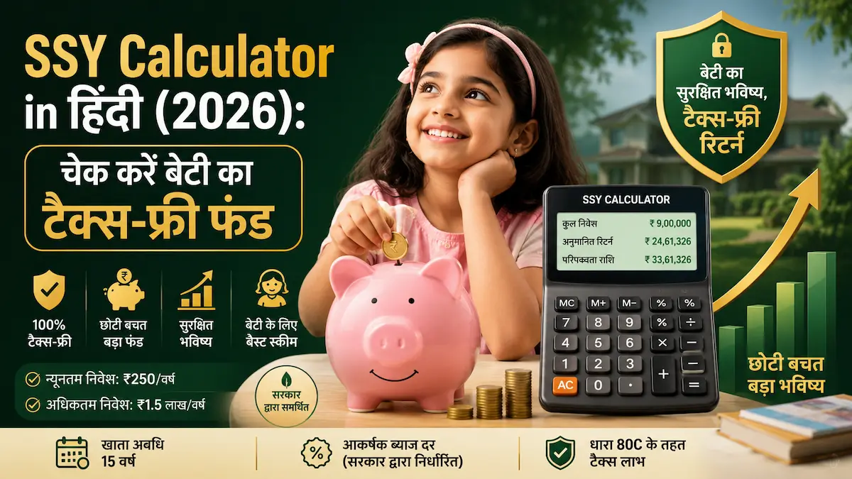 Sukanya Samriddhi Yojana Calculator in Hindi 2026 से बेटी के लिए टैक्स-फ्री मैच्योरिटी फंड और निवेश कैलकुलेशन
