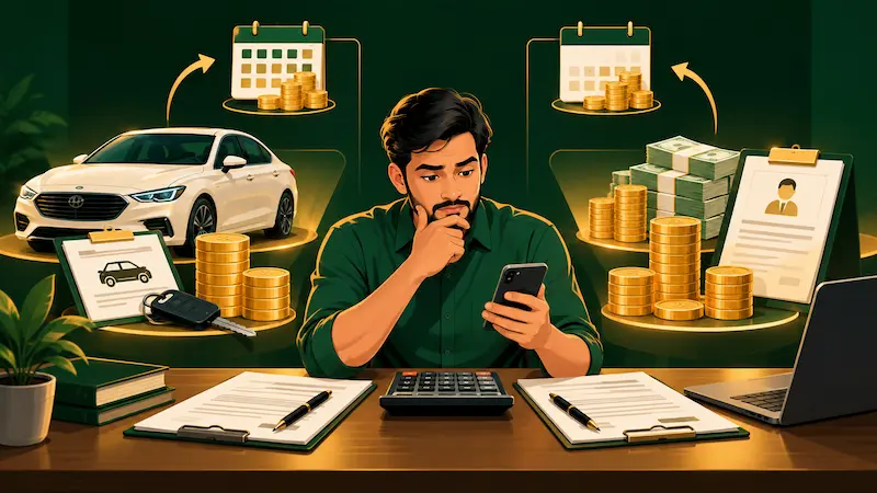 Car loan vs personal loan EMI difference की calculator से तुलना