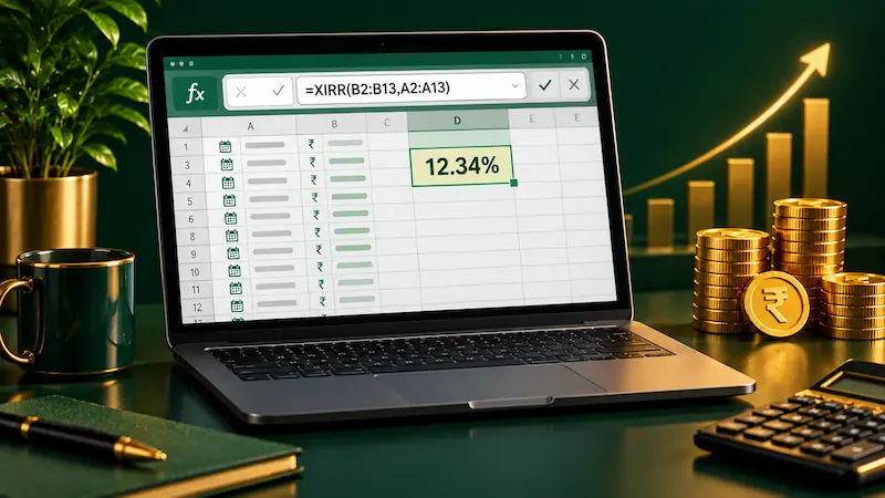 Excel XIRR formula result graphic