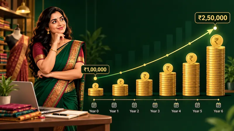 CAGR Kya Hota Hai Simple Bhasha Mein? Ek Example Se CAGR क्या होता है समझाती भारतीय निवेशक की investment growth illustration
